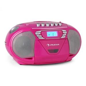 Auna KrissKross, prenos.rádio rekordér, USB, MP3, CD, ružový
