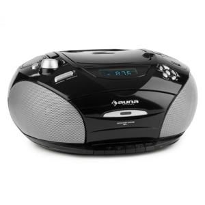 Auna RCD 220, čierny, boombox, CD, USB, kazetový magnetofón, PLL FM rádio, MP3, 2 x 2 W