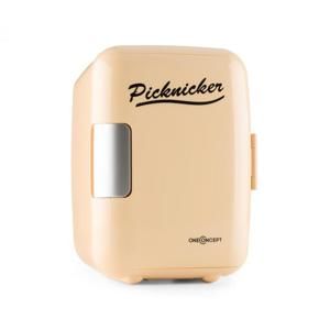 OneConcept Picknicker, termobox s funkciou chladenia/udržania v teple, mini, 4 l, AC DC, auto, eMark certifikát, krémový