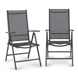 Blumfeldt Almeria Garden Chair, skladacia stolička, sada 2 kusov, 56,5 x 107 x 68 cm, ComfortMesh, antracitová