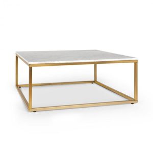 Besoa White Pearl II, konferenčný stolík, 81,5x35x81,5cm (ŠxVxH), mramor, zlatý/biely