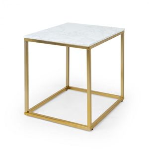 Besoa White Pearl I, konferenčný stolík, 50 x 50 x 50 cm (Š x V x H), mramor, zlatý/biely