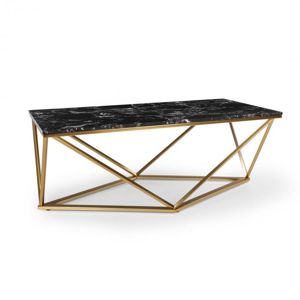 Besoa Black Onyx I, konferenčný stolík, 110 x 42,5 x 55 cm (Š x V x H), mramor, zlatý/čierny