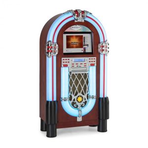 Auna Graceland Touch, jukebox, 12" dotykový ovládací panel, WLAN, CD, BT, drevený vzhľad