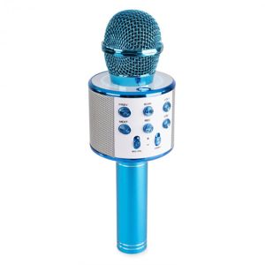 MAX KM01, 2 v 1 karaoke mikrofón, reproduktor, mediálny prehrávač, modrý