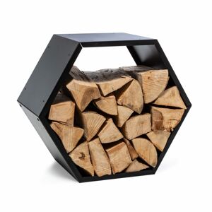 Blumfeldt Firebowl Hexawood Black, stojan na drevo, šesťuholníkový tvar, 50,2 × 58 × 32 cm