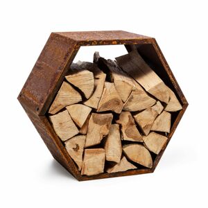 Blumfeldt Firebowl Hexawood Rust, stojan na drevo, šesťuholníkový tvar, 50,2 × 58 × 32 cm