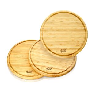 Klarstein 3 dielna súprava, bambusové raňajkové dosky, okrúhle, 25 x 1,6 cm (ØxV), jednoduchá údržba