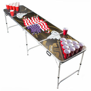 BeerCup Backspin, súprava so stolom na beer pong, American Eagle, držadlá, držiak na loptičky, 6 loptičiek
