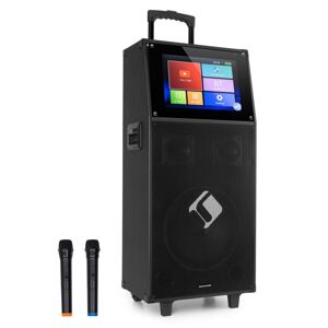 Auna KTV M, karaoke systém, 12,1" dotykový displej, 2 UHF mikrofón, WiFi, BT, USB, SD, HDMI, vozík
