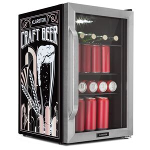 Klarstein Beersafe 70, Craft Beer Edition, chladnička, 70 litrov, 3 police, panoramatické sklenené dvere, nerezová oceľ