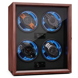 Klarstein Brienz 4, naťahovač hodiniek, 4 hodinky, 4 režimy, drevený vzhľad, modré vnútorné osvetlenie