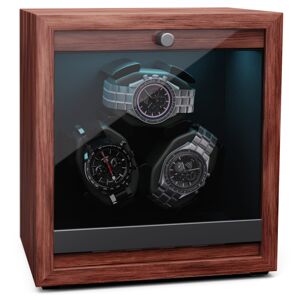 Klarstein Brienz 3, naťahovač hodiniek, 3 hodinky, 4 režimy, drevený vzhľad, modré vnútorné osvetlenie