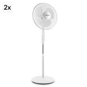 OneConcept White Blizzard 2G, stojanový ventilátor, sada 2 ks, 41 cm (16"), 50 W, oscilácia, okrúhly stojan, biely