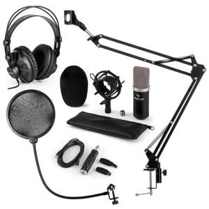Auna CM003 mikrofónová sada V4, čierna, kondenzátorový mikrofón, USB konvertor, slúchadlá, mikrofónové rameno, pop filter