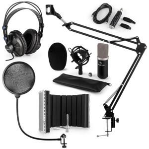 Auna CM003 mikrofónová sada V5, čierna, kondenzátorový mikrofón, USB konvertor, slúchadlá, mikrofónové rameno, pop filter, akustická clona