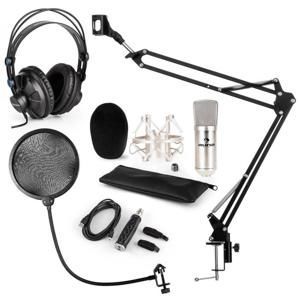 Auna CM001S mikrofónová sada V4 slúchadlá, kondenzátorový mikrofón, USB adaptér, mikrofónové rameno, pop filter