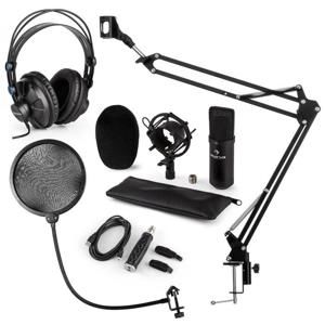 Auna CM001B mikrofónová sada V4 slúchadlá, kondenzátorový mikrofón, USB adaptér, mikrofónové rameno, pop filter