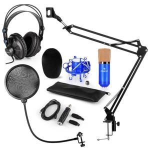 Auna CM001BG mikrofónová sada V4, slúchadlá, kondenzátorový mikrofón, USB-adaptér, mikrofónové rameno, pop filter