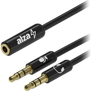AlzaPower 2x 3.5mm Jack (M) to 3.5mm Jack 4P-TRRS (F) 0.15m čierny