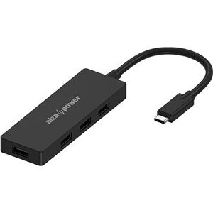 AlzaPower FlatCore USB-C (M) na 4× USB-A 2.0 (F) čierny