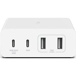 Belkin Boost Charge PRO 108W 4-Ports USB GaN Desktop Charger (Dual C and Dual A) and 2m Cord - White
