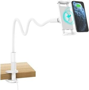ChoeTech 2in1 Phone Holder with Flexible Long Arm and 15W Wireless Charger White