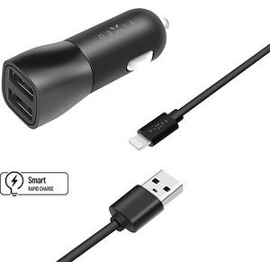 FIXED s 2× USB výstupom a USB/Lightning kábel 1 meter MFI certifikácia 15 W Smart Rapid Charge čierna