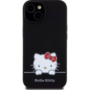 Hello Kitty Liquid Silicone Daydreaming Logo Zadný Kryt na iPhone 15 Black