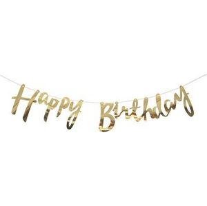 Girlanda narodeniny – happy birthday – zlatá, 150 cm