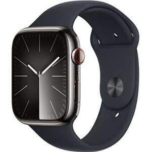 Apple Watch Series 9 45 mm Cellular Grafitovo sivý nerez s temne atramentovým remienkom – M/L