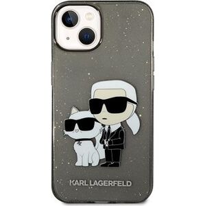 Karl Lagerfeld IML Glitter Karl and Choupette NFT Zadný Kryt pre iPhone 14 Plus Black