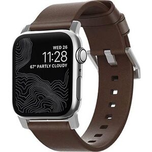 Nomad Leather Strap Brown, silver - Apple Watch 42/44/45/Ultra 49mm
