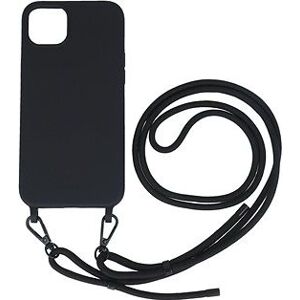 TopQ Kryt Simple iPhone 15 Plus černý se šňůrkou 111324