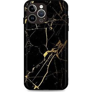 TopQ Kryt LUXURY iPhone 14 Pro pevný Marble černo-zlatý 111288