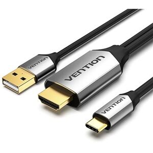 Vention Type-C (USB-C) to HDMI Cable with USB Power Supply 1 m Black Metal Type