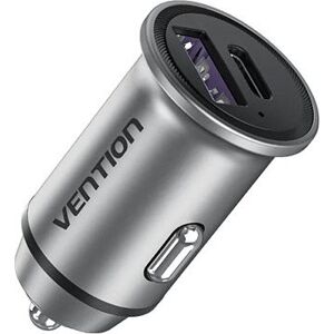 Vention Two-Port USB A+C (30W/30W) Car Charger Gray Mini Style Aluminium Alloy Type