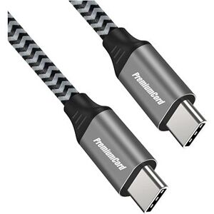 PremiumCord Kábel USB-C M/M, 100 W 20 V/5 A 480 Mbps bavlnené opletenie 1 m